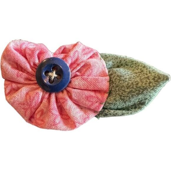 Pink Green Button Flower Pin Brooch - Picture 1 of 4